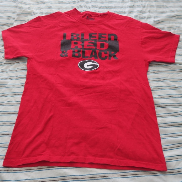 red and black champion shirt